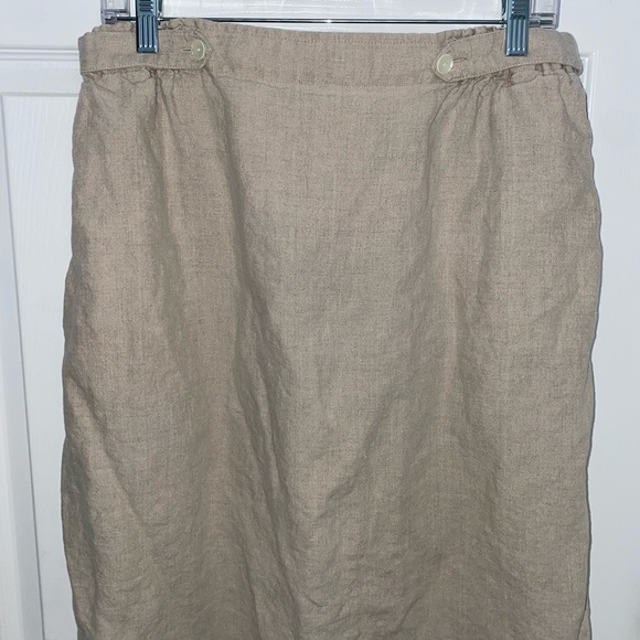 Classy LL Bean Women’s Reg Large 100% Linen Skirt Elastic Waist/Dual Side Slits - Picture 8 of 9
